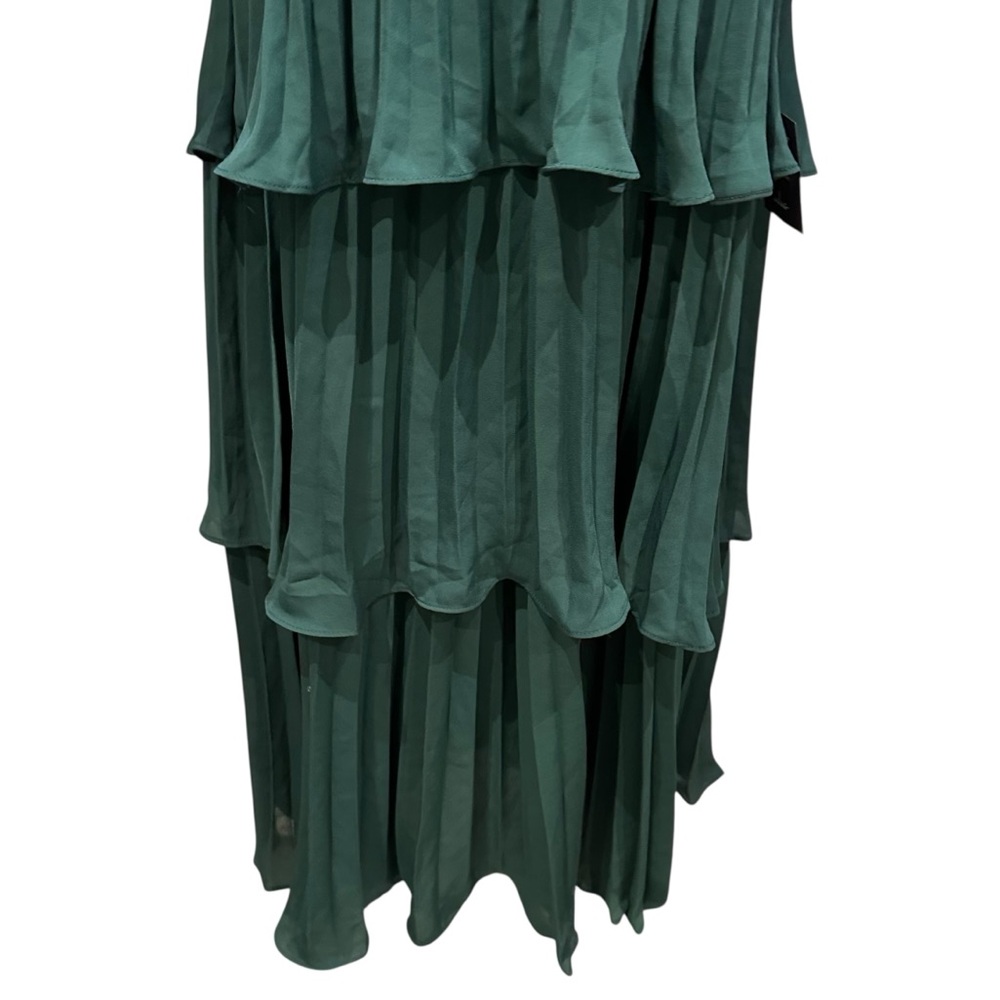 Lulus Cascading Crush Emerald Green Tiered Bustier Midi Dress Medium New - Picture 8 of 16